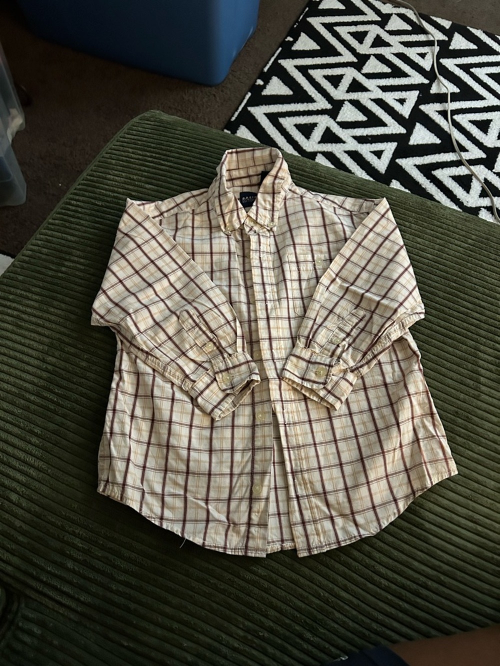 Classic boys Plaid Button-Up Shirt in burgundy white and gold size 4/5